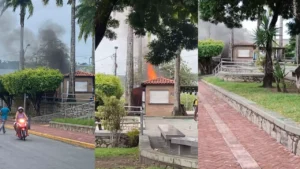 Incêndio destrói quiosques na Praça da Matriz e mobiliza equipes em São Miguel dos Campos