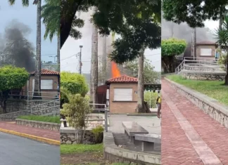 QUIOSQUES EM CHAMAS||| Incêndio destrói quiosques na Praça da Matriz e mobiliza equipes em São Miguel dos Campos